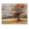Designart - Lone Oak In The Fields With Autum Leaves - Traditional Print on Natural Pine Wood